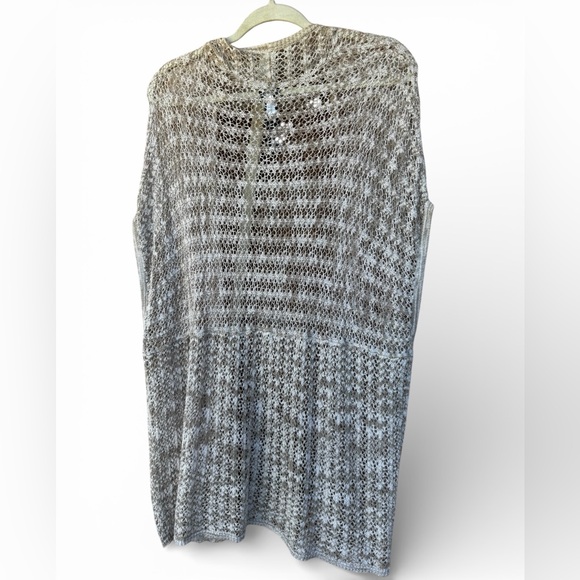 Chico’s Travelers Open Knit Beige Neutral Cardigan Vest, L/XL - Picture 2 of 4